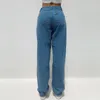 Denim Jean Women Vintage Streetwear Losse High Tailled Baggy Mom Jeans broek Casual Losse Loze Been broek Gat jeans