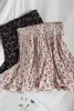Летняя винтажная дикая цветочная печать юбка для женщин короткие эластичные талии плиссированные мини-корейский нежный сексуальный студент 210420