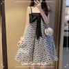 Yay Tasarım Vintage Kayış Elbiseleri Kadın Kolsuz Zarif Çiçek Elbise Kore Moda Abiye Kadınlar Yaz Kawaii 210521