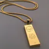 Pendanthalsband Mens Fashion Rectangular Square Bar Necklace Gold Color Hip Hop Chain Boy Gift5511590