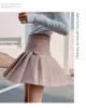 Skirts White Skirt Women Vintage Casual Pleated Thin Wool Winter Solid Color Tunic Korean Chic Japanese A Line Mini Female