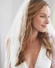 2021 Ett lager Kort kristall Beading Edge Soft Tulle Elegant Bridal Net Wedding Veil With Metal Comb Welony Lubne X0726