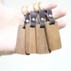 Customized foreign trade wooden keychain can be printed square leather buckle key ring pendant