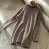 Кашемир свитер Женщины водолазки вязаные шерстяные пуловер длинные свободные толстые теплые моды повседневные женщины 210914