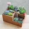 Dekorativa Blommor Kransar Flona Retro Konstgjorda Fake Succulent Växt Hem Inredning Vase Träförvaring Box Multi-Function Desktop Flower