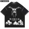 Hip Hop Streetwear Harajuku Camiseta Japonesa Morte Manga Nota Imprimir Tshirt Homens Verão Manga Curta T-shirt Algodão Loose Tops Tee 210706