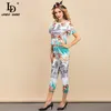 Designer Summer Fashion Suits T-shirt décontracté à manches courtes pour femmes et pantalon imprimé 2 pièces SetS 210522