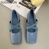 Suojialun Spring Women Flats Skor Square Low Heel Ballet Square Toe Grunt Brand Skor Dam Slip på Loafer Zapatos de Mujer K78