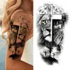 Voller Arm temporäre Tattoos Ärmel für Männer Frauen realistische gefälschte Tatoos Krieger Löwe Tiger Blume Tatoo Sticker1029004