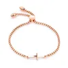 Link Chain Sideways Cross Bracelet For Girls Adjustable Stainless Steel Women Birthday Gift Trum22