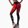 Sexy Heart Print Leggings Women Red Black Patchwork Sporting Pants Fashion Printed Women's Fitness 211215