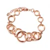 Chaîne à maillons cercle en métal or Rose pour Bracelet femmes beau cristal autrichien brillant bijoux de mode cadeaux d'anniversaire Fawn22