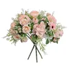 Ghirlande di fiori decorativi Matrimonio artificiale Decorazione autunnale per la casa Peonie finte Bouquet di ortensie di seta Decorazione realistica di fiori di rosa