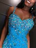 MULITCOLOR Rhinestone Beaded Pailletten Luxe Mermaid Prom Dresses 2022 Spaghetti Sweetheart Bruid Formele Mermaid Avondfeestkleding