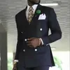 PINSTRIPE Двухбордовые деловые костюмы для мужчин Формальные свадьбы смокинг с пикированным отворотом 2 частей мужской куртка брюки костюм X0608