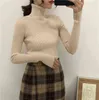 Kvinnor Turtleneck Sweaters Höst Vinter Koreanska Slim Pullover Kvinnor Grundläggande Toppar Casual Soft Stri Sweater Mjuk Varm Jumper 211218
