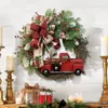 Fleurs décoratives couronnes guirlande de noël plante artificielle rotin décoration murale rouge camion citrouille guirlande porte suspendue pour la maison