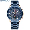 Wristwatches Modern Design Crrju Menes Watch Blue Gold Big Dial Quartz Top Calendar Wristwatch Chronograph Sport Man Clock273h