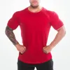 MuscleGuys New Solid Fitness Kläder Gym Tight T-shirt Mens Workout T-shirt Homme Gym T-shirt Män Slim Fit Sommar Top 210421