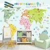 Personnalisé n'importe quelle taille papier peint Mural 3D dessin animé carte du monde fond peinture murale enfants garçon chambre décor à la maison Papel De Parede