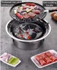 BBQ Holzkohlegrill Tragbarer Haushalt Koreanischer runder Carbongrill Campingkocher für Outdoor, Indoor und Picknick 210724