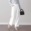 Arrivée été femmes décontracté lâche fermeture éclair braguette taille jambe large pantalon tout assorti élégance blanc cheville longueur W319 210512