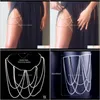 Anklets Jewelry Drop Delivery 2021 Rhinestone Multi-Layer Fashion Street Po Sexy Personalized Nightclub Leg Body Chain 5Zgu7