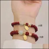 Charm armband smycken armband naturlig malm cinnabar kvinna en jade riktig jinfu märke lila guld sand droppleverans 2021 eyyw1