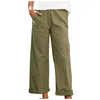 Spodnie dla kobiet Pościel Multi-kieszenie Solid Casual Spodnie Luźne Spodnie Kombinezony Spodnie Pantalones de Mujer Q0801