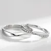 Anelli Sun Moon con apertura semplice alla moda Anello regolabile color argento minimalista per uomini e donne Gioielli di fidanzamento per coppie