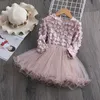 Princess Capodanno Dress For Girls Children Birthday Party Costume Bambini Tulle Tessuti Abito da sposa Elegante per 3 4 5 6 7 8T 77 Y2