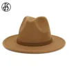 Unisexe hommes femmes blanc Fedora chapeau couleur unie plat large bord laine feutre classique Gentleman casquette Jazz Trilby Cowboy chapeaux