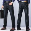 Jean extensible coupe régulière pour hommes, pantalon en Denim, Style classique, décontracté, à la mode, noir, bleu