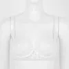 Sujetador de lencería erótica para mujer Top transparente de encaje transparente Tirantes finos ajustables 1/4 tazas Push Up Tops con aros Bras158l