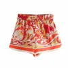 Verão dois pedaço set mulher impresso camisa cortada de cintura alta shorts chique senhora za roupa de roupa conjuntos de shorts 210709