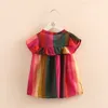 Baby regenboog pop meisjes blouse shirt 2020 zomer nieuwe meisje kind kinderen vliegende mouw kleurrijke owknot shirt q0716