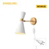 SANBUMG Nordic Wall Lamp Plug Modern Wall Sconce Adjustable Corridor Wall Bed Lamp With Switch Iron Art Plating E27 Light Head 210724