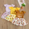 0-24M Summer Knitted born Infant Baby Girl Clothes Set Mama's ie Romper Flower Ruffles Shorts Bloomers Outfits 210515