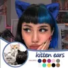 Kawaii Plush Pink Cat Orezes para a cabeça Bandeira peluda realista de animais de cabelo lolita cosplay Fox Anime Costume Acessórios para cabelos