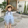 Frühling Herbst Mode Mädchen Mesh Ballkleid Baby Mädchen Prinzessin Kleid 3 Farben Patchwork Party Kleidung 210508