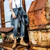 Jeans pour hommes japonais rétro décontracté denim combinaison hommes 2023 street outillage mode slim combinaisons