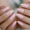 Faux Ongles Rose Clair Amande Holographique Nail Art Miroir Moyen Ruban Adhésif Conseils Brillant 24 Pièces Prud22