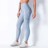 Nessaj höga midja fitness leggings kvinnor ficka solid färg push up legging kläder polyester 210925
