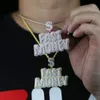 Łańcuchy duże duże litery szybkie pieniądze wisiorek z łańcuchem linowym naszyjniki dla mężczyzn kobiet złoty kolor sześcienny cyrkon biżuteria hip hop