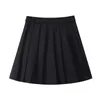 Высокая талия плиссированные юбки для урожая женщин готический панк ремень винтаж винтаж линии улиц черная юбка Y2K студент Опрятный стиль одежда 210417