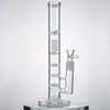 13 Inch Hookahs Straigt Tube Oil Dab Rigs Premium Honeycomb Birdcage Perc Glass Bong Triple Percolater Transparent Water Pipes With Bowl Or Banger 14mm Female Joint