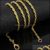 Halsband hängar smycken3.0mm Twisted Singapore Chain Gold Color för män Kvinnor Halsbandkedjor Drop Leverans 2021 Cexch