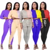 Workout Sportwear Women'S Sets Patchwork Long Sleeve Crop Tops Tee Pants Suit Outfit Jogger Two Piece Sets Matching Set Fitness