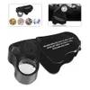 Läderfodral 30x 60x Mikroskop Portable Lighted LED Upplyst smycken Förstoringsglas Handhållen Dual Lens Eye Loupe Förstoringsglasögon 9889 9889h