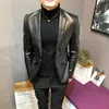 Vinterfleece pu läderjacka män 2021 Autumn Slim Fit Snake Pattern Elegant Business Blazer Mens Smart Casual Suit Jackets Men229n
